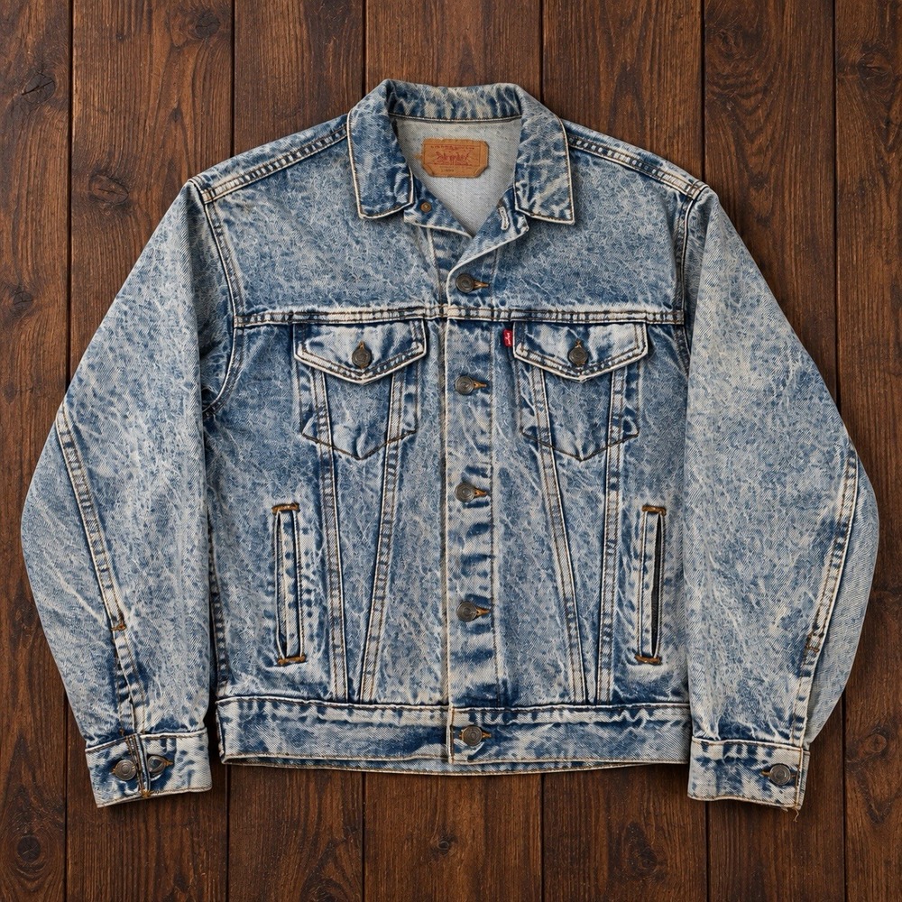 Vtg 80s Levis 70507 Acid Wash Denim Trucker Jacket Mens L Fits S M USA Type 3